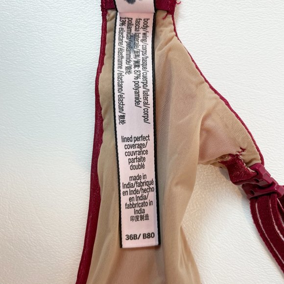 NWOT Victoria's Secret Bra 36B Lined Perfect Coverage Red Shimmer - Picture 6 of 7